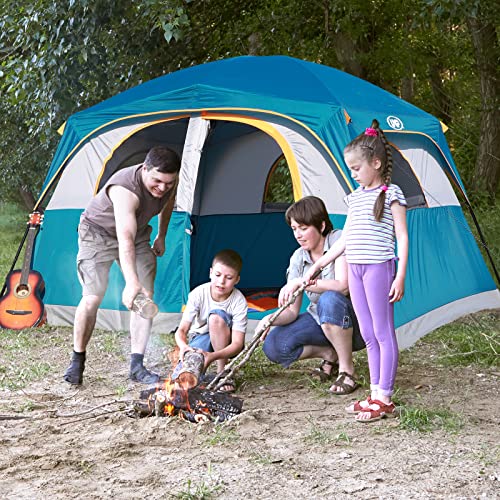 6-Person Waterproof Cabin Tent with Mesh Windows