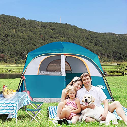 6-Person Waterproof Cabin Tent with Mesh Windows