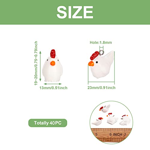 40pcs Mini Chicken Hen Resin Charm Pendants for DIY Jewelry