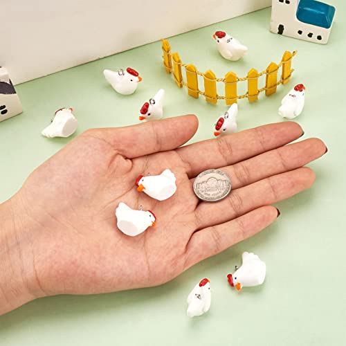 40pcs Mini Chicken Hen Resin Charm Pendants for DIY Jewelry