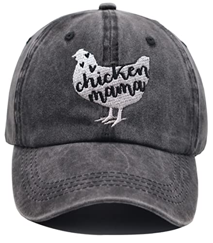 Vintage Washed Denim Chicken Mama Baseball Cap