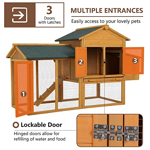 66" Wood Chicken Coop, Indoor/Outdoor, 2-4 Chickens