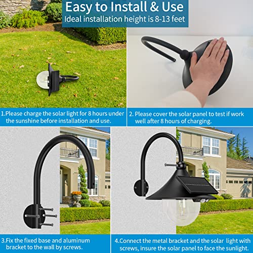 Solar Outdoor Barn Light with Motion Sensor - Vintage Design