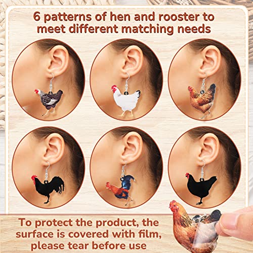 Cute Farm Chicken Earrings - 6 Pairs