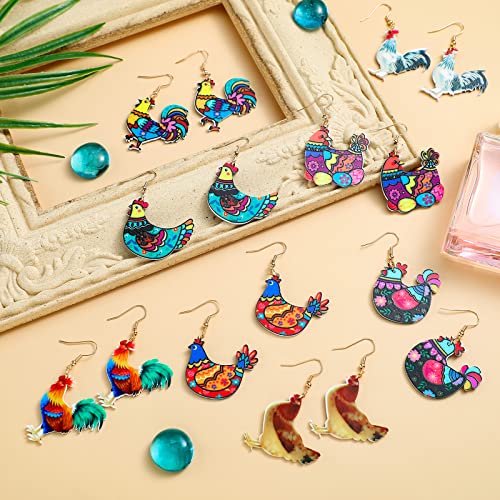 Funny Animal Rooster Earrings - Cute Farm Chicken Jewelry