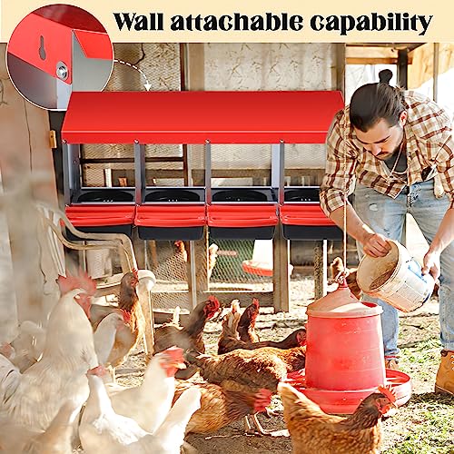 Adjustable 4-Hole Chicken Nesting Boxes with Swing Perch