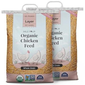 Mile Four Organic Layer Chicken Feed | 100% US Grown | Non-GMO | Corn & Soy-Free | 16% Protein | 46 lbs