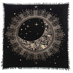 Golden Sun Moon Star Altar Cloth for Tarot