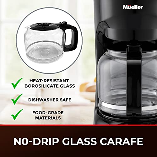 Mueller 12-Cup Drip Coffee Maker: Auto Warm Feature, Anti-Drip
