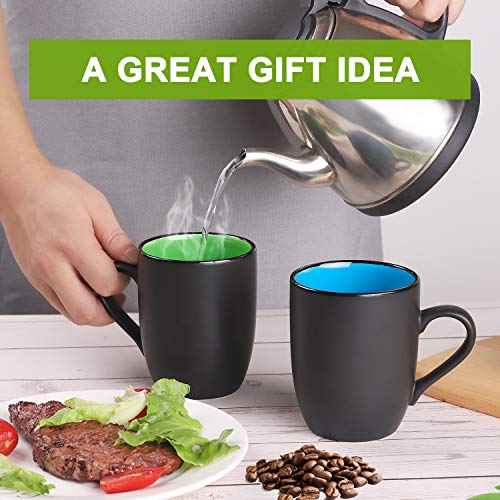 Large Coffee Mug Set, Matte Black Porcelain, 16oz