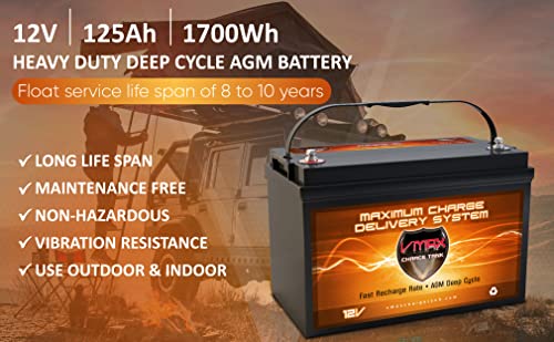 2x 12V 125Ah SLR125 AGM Deep Cycle Batteries