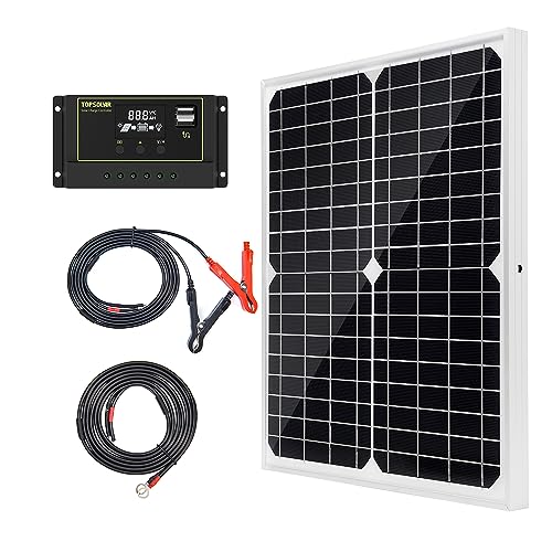 20W Monocrystalline Solar Panel Kit with Controller & Cable