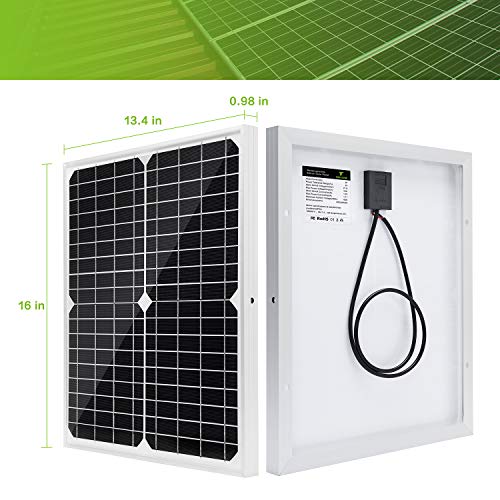 20W Monocrystalline Solar Panel Kit with Controller & Cable