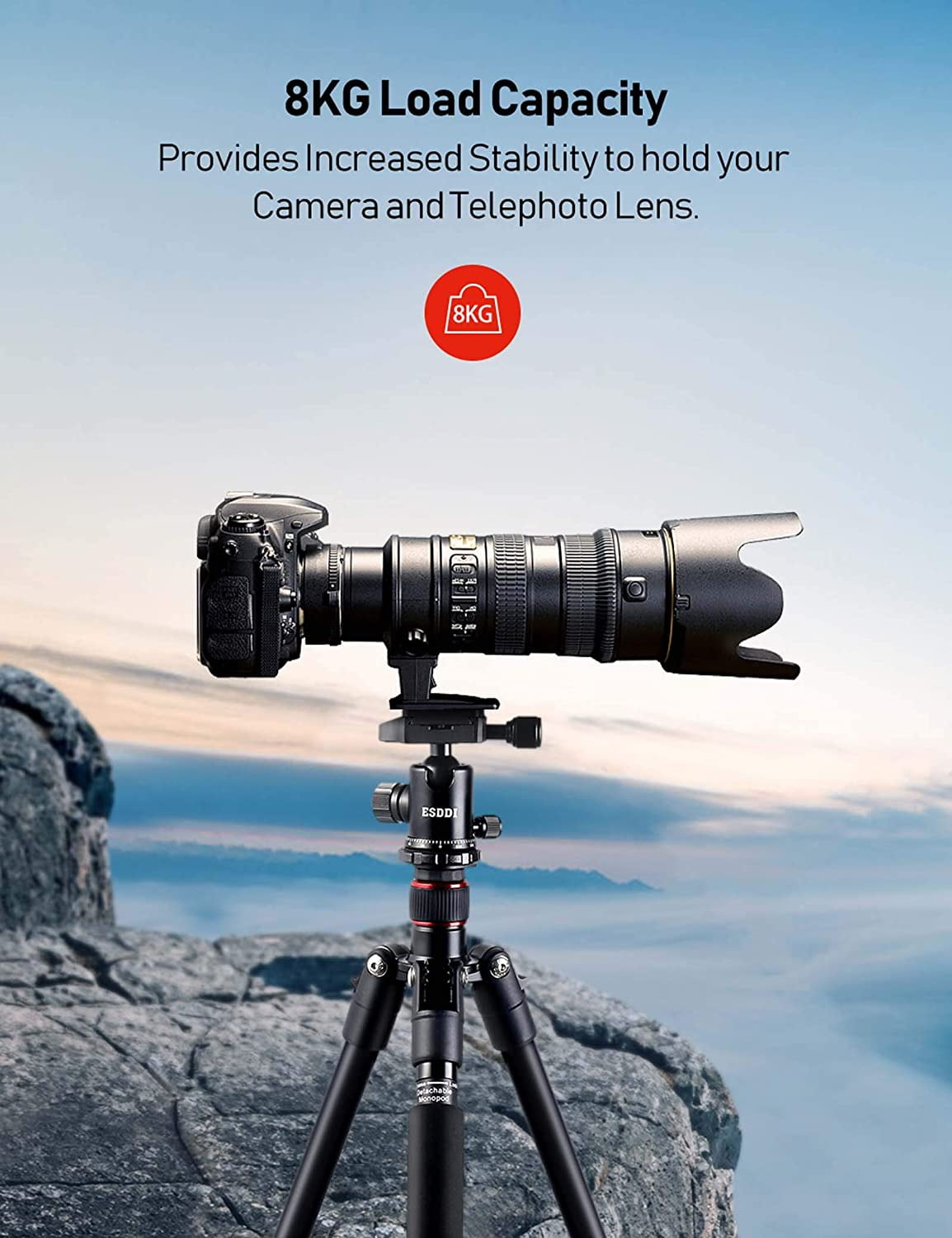 ESDDI 62.6" Aluminum Camera Tripod