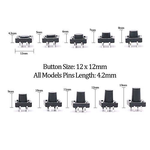 Hilitchi 250-Pcs Tactile Push Button Switch Assortment