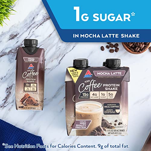 Atkins Protein Shake, Mocha Latte, 15 Count