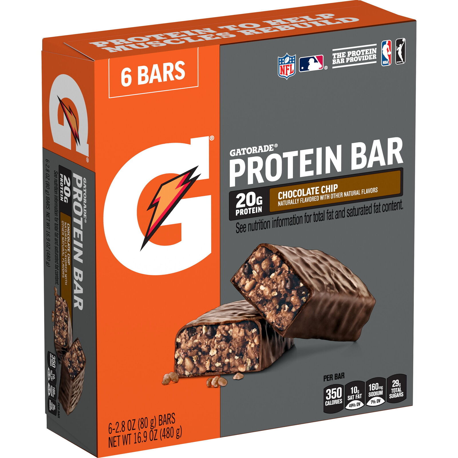Gatorade Chocolate Chip Protein Bars, 6-Pack