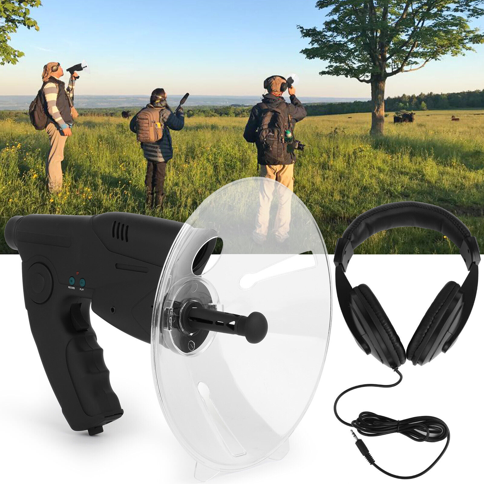 Parabolic Sonic Mic: 8X Ear Amplifier, 100M Range