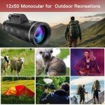12x50 HD Monocular with Smartphone Adapter and Tripod