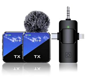 Wireless Noise-Cancelling Lavalier Microphone, 45M Range