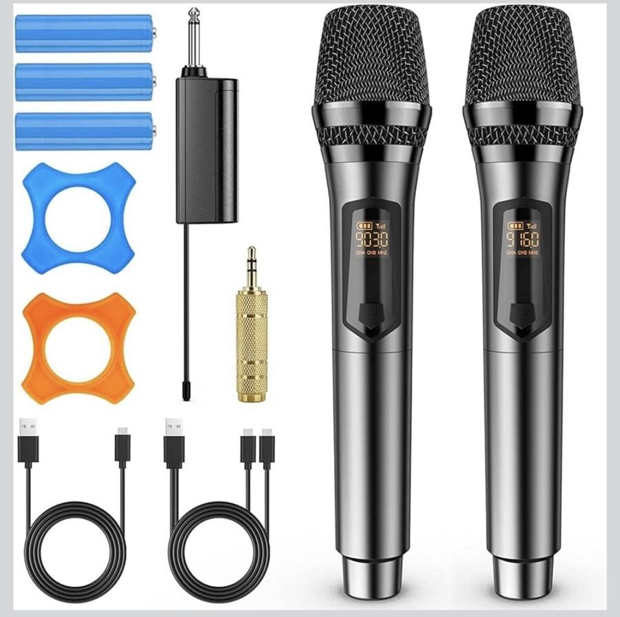 Rechargeable UHF Dual Handheld Wireless Microphone