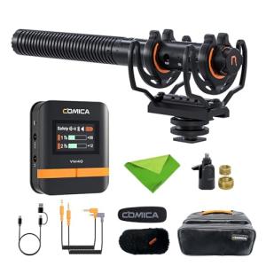 COMICA VM40 Wireless Shotgun Microphone,2.4G Super Cardioid Polar Pattern,48kHz/32-bit Float Recording,Wired/Wireless Dual Modes,32G On-Board Recording for 40-Hour Storage(VM 30 Upgraded Version)