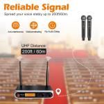 Dual UHF Wireless Microphone System with 200ft Range