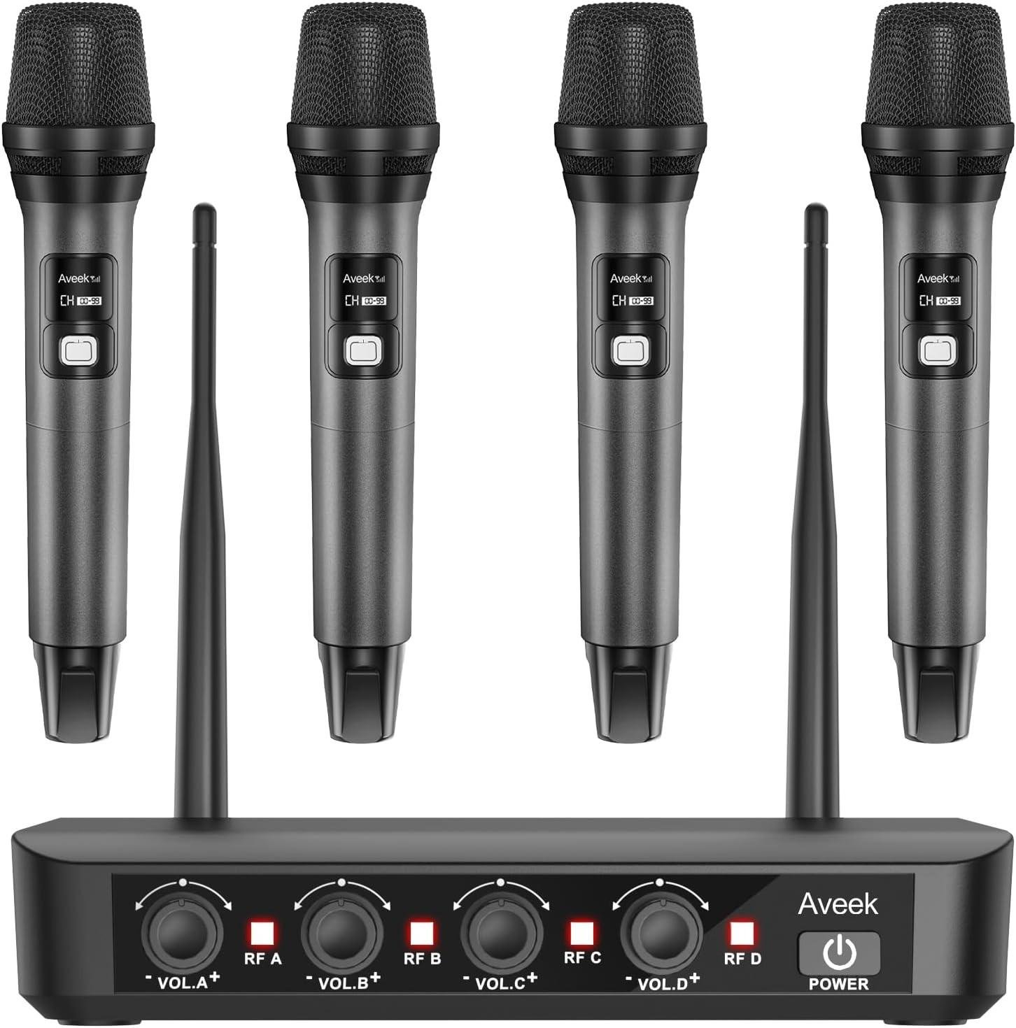 Wireless Microphone System with 4 Dynamic Mics