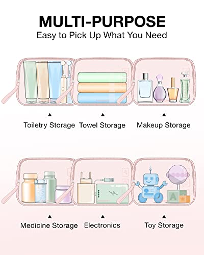 BAGSMART Clear Makeup Toiletry Organizer - Pink