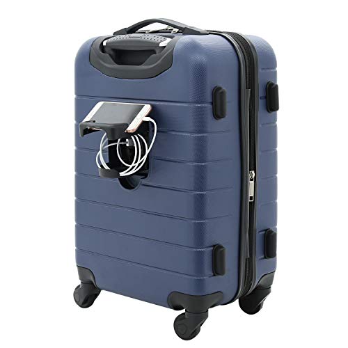 Wrangler Smart Navy Blue Luggage Set, 20-Inch Carry-On