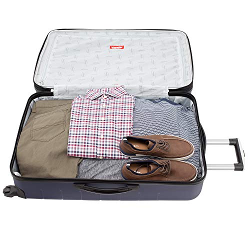 Wrangler Smart Navy Blue Luggage Set, 20-Inch Carry-On