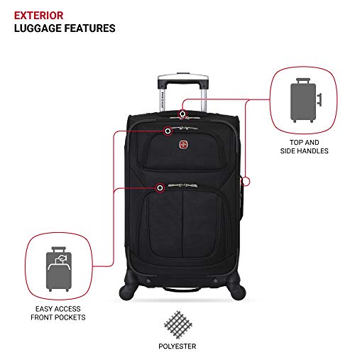 SwissGear Sion Expandable Roller Luggage, Black, Carry-On