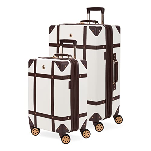SwissGear 7739 Spinner Luggage Trunk, White, 2-Piece Set
