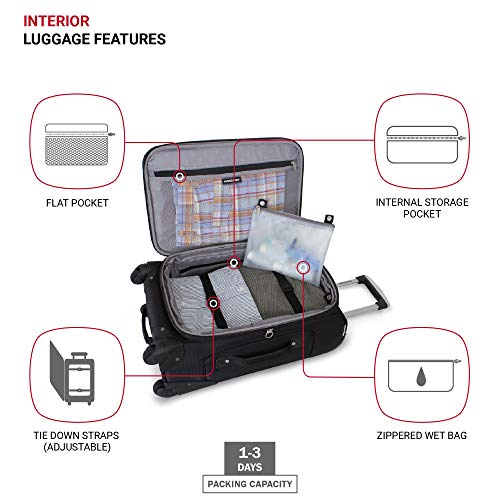 SwissGear Sion Expandable Roller Luggage, Black, Carry-On