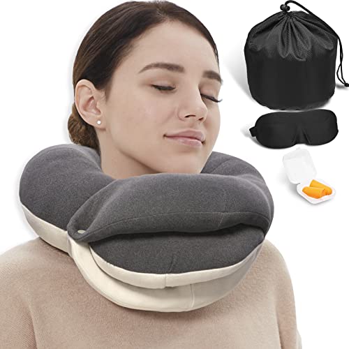 BUYUE Airplane Travel Neck Pillows with 360° Head Support