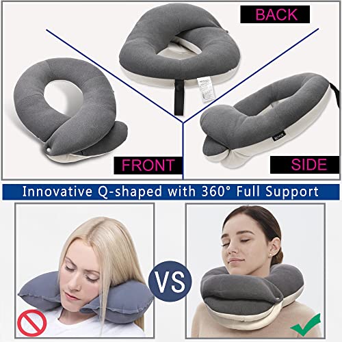 BUYUE Airplane Travel Neck Pillows with 360° Head Support
