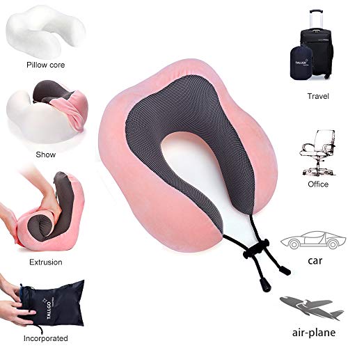 Memory Foam Travel Pillow, Pink, Head Support