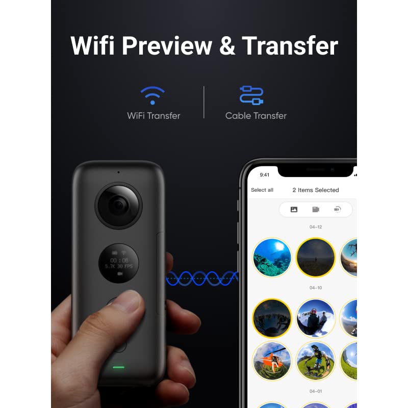 Insta360 ONE X 360° Action Cam, 5.7K Video, WiFi