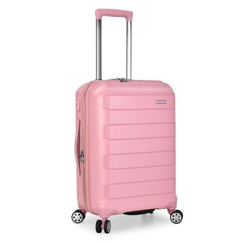 Pink Spinner Luggage, Carry-on - Indestructible & Expandable