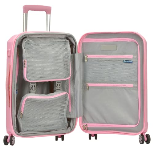 Pink Spinner Luggage, Carry-on - Indestructible & Expandable