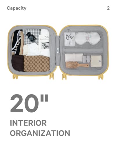 Artrips Travel Suitcase with Spinner Wheels, Yellow