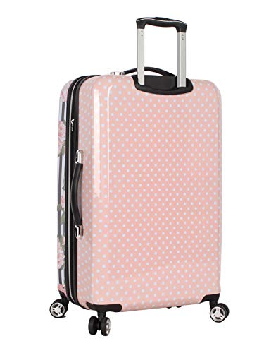 Betsey Johnson 26" Hardside Suitcase - Spinner Wheels (Stripe Roses)