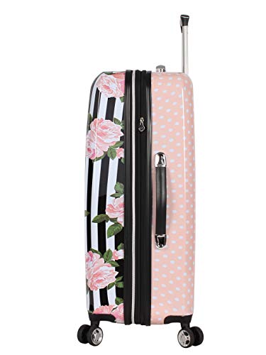 Betsey Johnson 26" Hardside Suitcase - Spinner Wheels (Stripe Roses)
