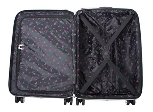 Betsey Johnson 26" Hardside Suitcase - Spinner Wheels (Stripe Roses)