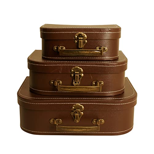Wald Imports - Set of 3 Paperboard Suitcases - Brown