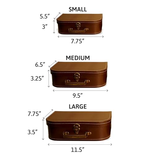 Wald Imports - Set of 3 Paperboard Suitcases - Brown