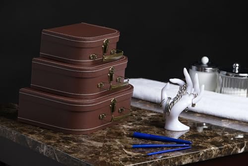 Wald Imports - Set of 3 Paperboard Suitcases - Brown