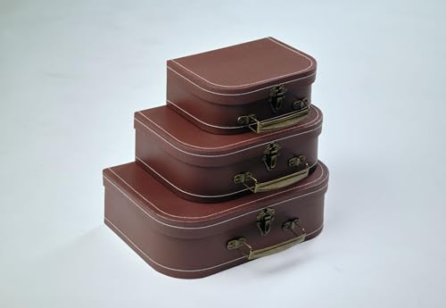 Wald Imports - Set of 3 Paperboard Suitcases - Brown