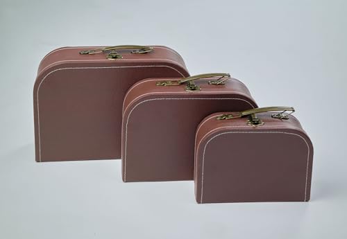 Wald Imports - Set of 3 Paperboard Suitcases - Brown