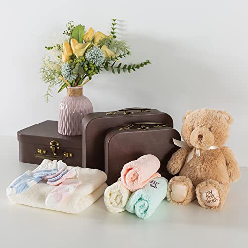 Vintage Brown Leather Paperboard Suitcase Set